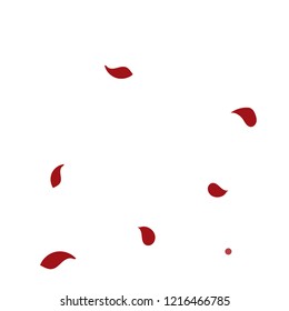 Abstract flower petals confetti background. Falling red petals decoration vector. Romantic valentines wedding celebration design for invitation card. Natural floral flying dynamic illustration design.