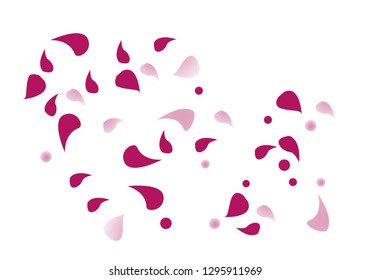 Abstract flower petals confetti background. Falling rose petals decoration vector. Romantic valentines wedding celebration design for invitation card. Natural floral flying dynamic illustration design