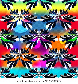 abstract flower petals on a beautiful psychedelic background seamless pattern