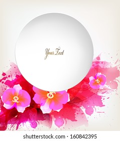 abstract flower with pink elements, blots and places for your text. Vector design