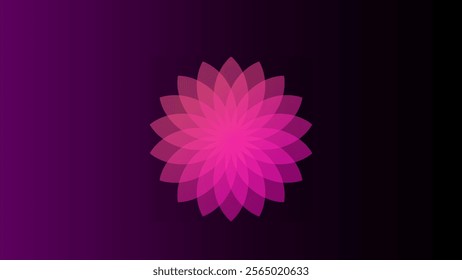 Abstract flower with pink and purple gradient petals on a dark background. Elegant, minimalist design perfect for wallpapers, branding, and digital art