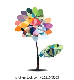 Abstract flower, polygon, colorful, geometric
