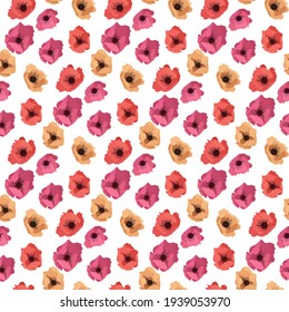 Abstract Flower poppy Seamless Pattern Background. Vector Illustration EPS10