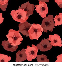 Abstract Flower poppy Seamless Pattern Background. Vector Illustration EPS10