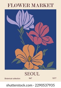 Abstract Flower Poster Flower market Seoul print. 