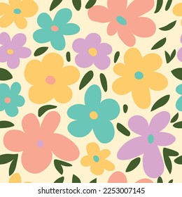 Abstract flower posters  Trendy botanical wall arts with wild floral plants, leaf in hippie style. Modern naive groovy funky interior decorations, paintings. Colorful flat vector illustrations