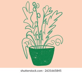pots de fleurs en Abstrait. Dessin de fleur à la main pour vêtements, autocollant, lot, arrière-plan, affiche et autres.