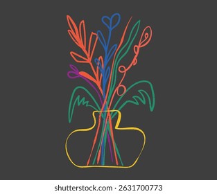 pots de fleurs en Abstrait. Croquis de fleurs à la main pour poster et autres. 