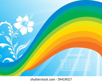 flor abstracta con fondo de arcoiris