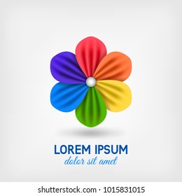 abstract flower in rainbow colours symbol. vector illustration - eps 10