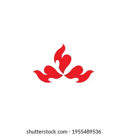 Abstrakte florale rote Flamme, drei minimale Vektorgrafik-Logo-Design