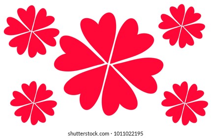 Abstract Flower with Red Hearts