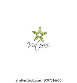 Abstract Flower Resort Spa Logo icon, green flower minimalist