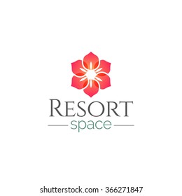 Abstract Flower  Resort Spa Logo icon, Isolated in White Background