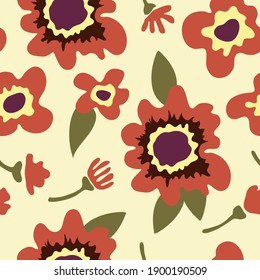 Abstract flower retro seamless pattern