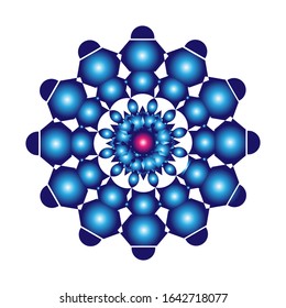 abstract flower. with a round circular decoration in light blue. fit for logo or symbol