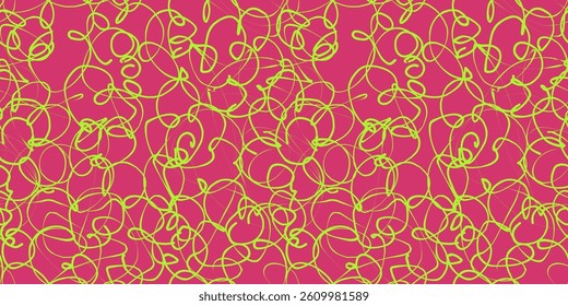 Abstract Flower Scribble Pattern. Chaos Hand Drawn Graffiti. Street Art Seamless Pattern for T-Shirt, Fabric, Wrapping Paper, or Wallpaper.