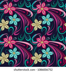Abstract flower seamless pattern background