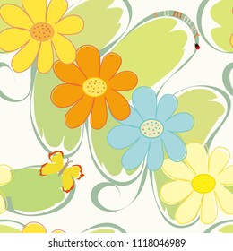 Abstract flower seamless pattern background