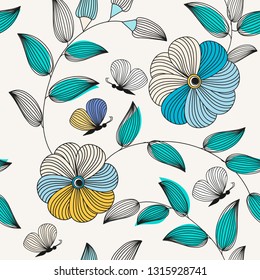 Abstract flower seamless pattern background