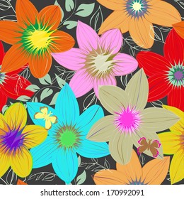 Abstract flower seamless pattern background