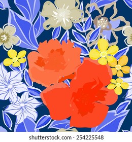 Abstract flower seamless pattern background
