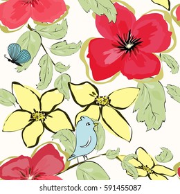 Abstract flower seamless pattern background