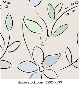 Abstract flower seamless pattern background. Hand drawing. Vector.