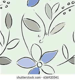 Abstract flower seamless pattern background. Hand drawing. Vector.