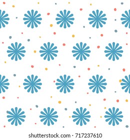 Abstract flower seamless pattern background. Childish simple application geometric cover for design card, wallpaper, album, scrapbook, holiday wrapping paper, textile fabric, bag print, t shirt etc.