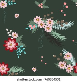 Abstract flower seamless pattern background