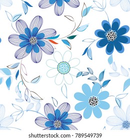 Abstract flower seamless pattern background