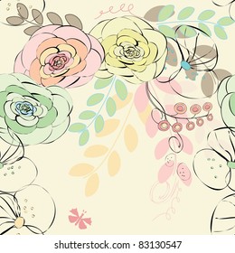 Abstract flower seamless pattern background