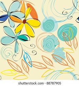 Abstract flower seamless pattern background