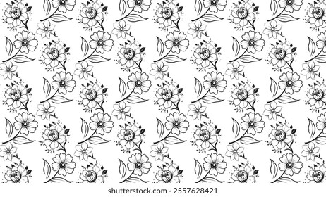 abstract flower seamless pattern black and white for fabric style