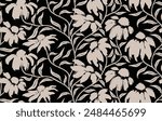 Abstract flower seamless pattern. brush texture.