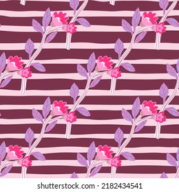 Abstract flower seamless pattern. Creative floral wallpaper. Naive art style. Hand drawn plants endless backdrop. Design for fabric, textile print, wrapping paper, cover. Vector illustration