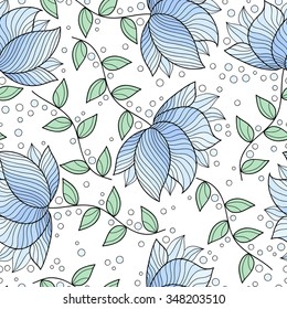 Abstract flower seamless pattern. Cute floral background.