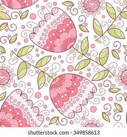 Abstract flower seamless pattern. Cute floral pink background.