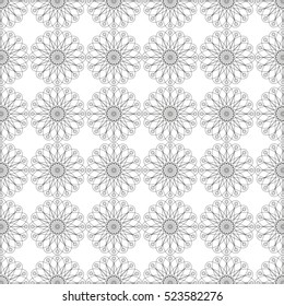 Abstract flower seamless pattern. Doodle cute black and white background. Sweet summer monochrome simple print. Seamless pattern. Floral stylish background. Vector repeating texture
