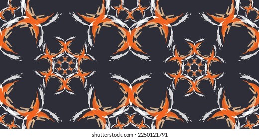 abstract flower seamless pattern. Hand-Drawn Vector Illustration. Seventies Style, Groovy Background, Wallpaper.