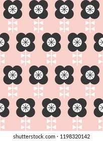 Abstract flower seamless pattern. Nordic style. Vector illustration.