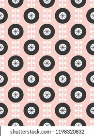 Abstract flower seamless pattern. Nordic style. Vector illustration.