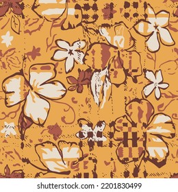 abstract flower seamless  pattern on muster background