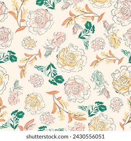 abstract flower seamless pattern on background