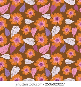 abstract flower seamless pattern on background