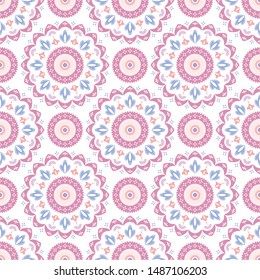 Abstract flower seamless pattern. Oriental floral shapes on white background. Africa decoration style illustration