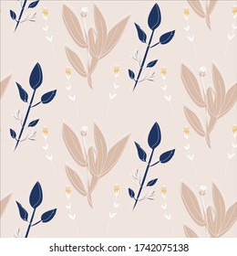 Abstract flower seamless pattern in pastel color. Can use for print, template, fabric, presentation, textile, banner, poster, wallpaper, digital paper.