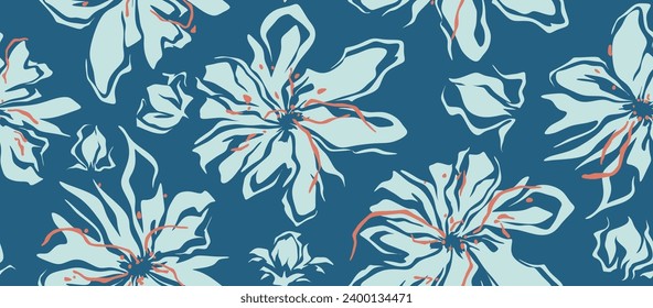 Abstract flower seamless pattern. Flower patter.