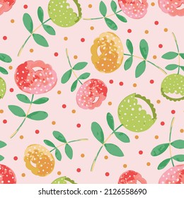 Abstract flower seamless pattern pink background Ornate seamless pattern with the leaves. Seamless pattern can be used for wallpaper, textile